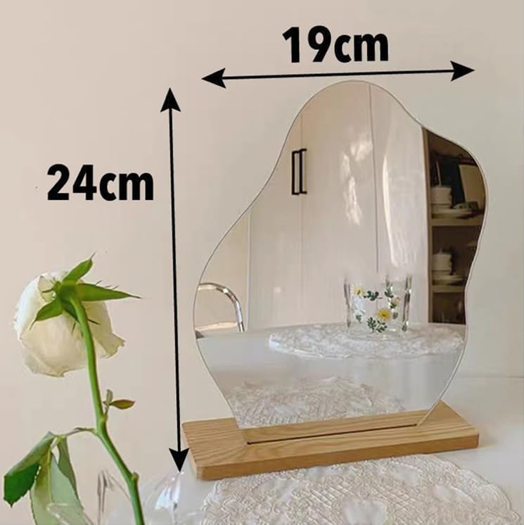 Allpdesky Aesthetic Room Decor Desk Mirror, Decorative Locker and Table Frameless Cloud-Shaped Asymmetrical Mirror