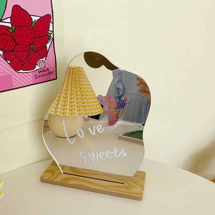 Allpdesky Aesthetic Room Decor Desk Mirror, Decorative Locker and Table Frameless Cloud-Shaped Asymmetrical Mirror