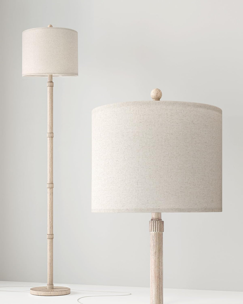 BOBOMOMO 62" Rustic Floor Lamp for Living Room, Retro Farmhouse Floor Lamp Rotary Switch, Resin Standing Lamp for Living Room, Corner, Dining Room, Bedroom, House