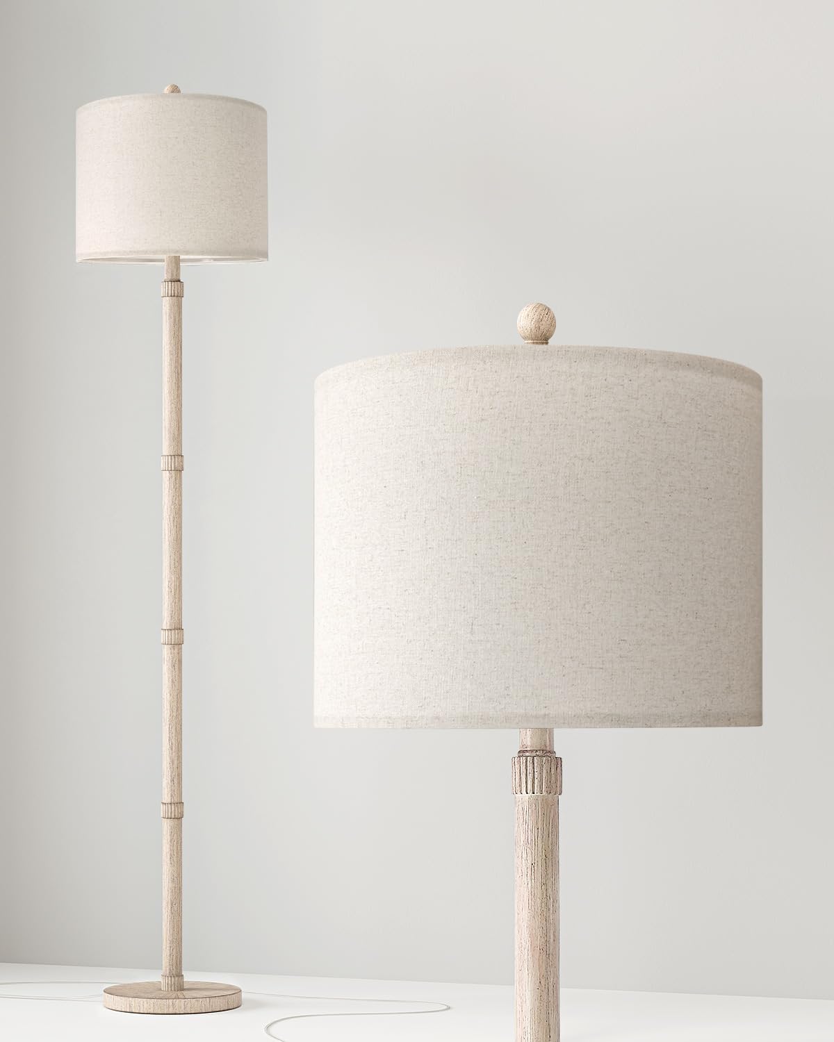BOBOMOMO 62" Rustic Floor Lamp for Living Room, Retro Farmhouse Floor Lamp Rotary Switch, Resin Standing Lamp for Living Room, Corner, Dining Room, Bedroom, House