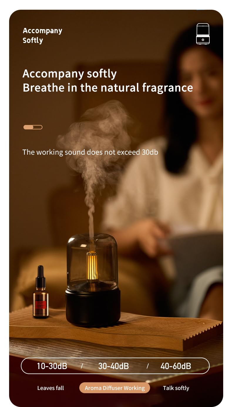 Candlelight Flame Air Diffuser – 120ML Ultrasonic Aroma Diffuser with LED Night Light