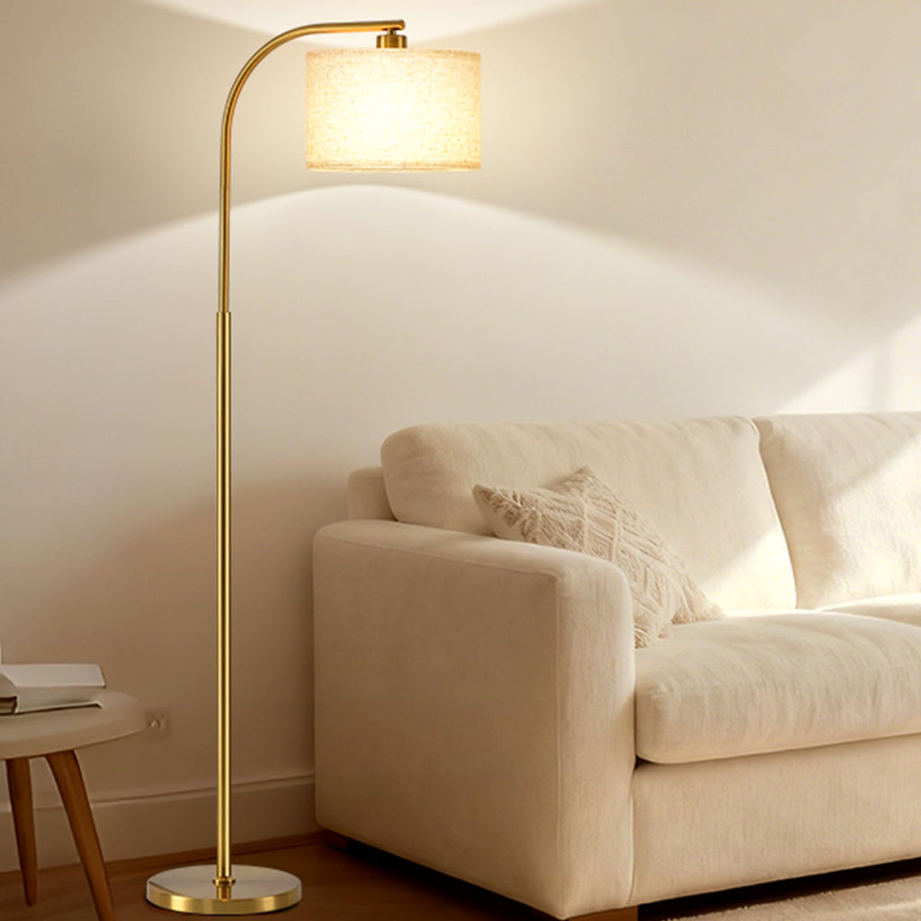 Tall Floor Lamp for Living Room,65'' Modern Standing Lamps with 9W LED Bulb,Elegant Floor Light with Fabric Shade,Gold Tall Lamp for Bedroom Office Study Room Corner Dining Room