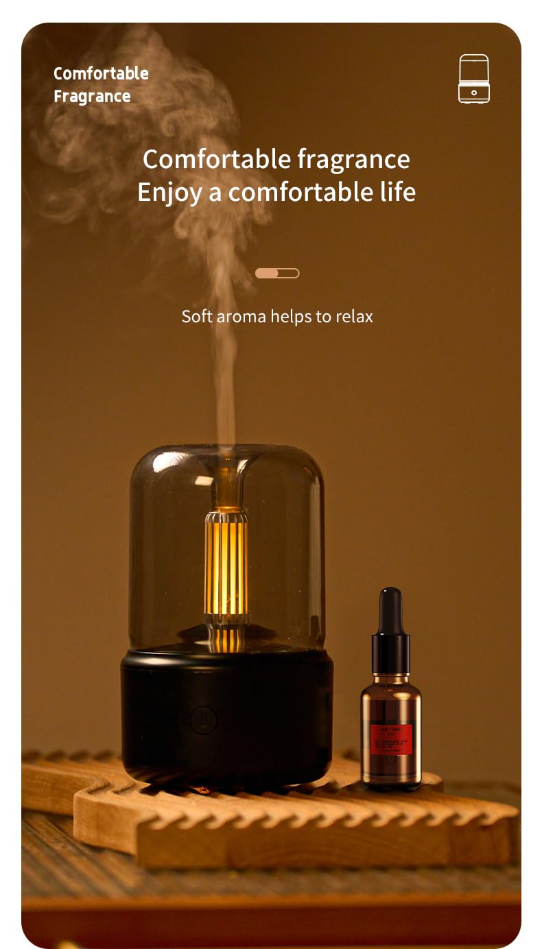 Candlelight Flame Air Diffuser – 120ML Ultrasonic Aroma Diffuser with LED Night Light