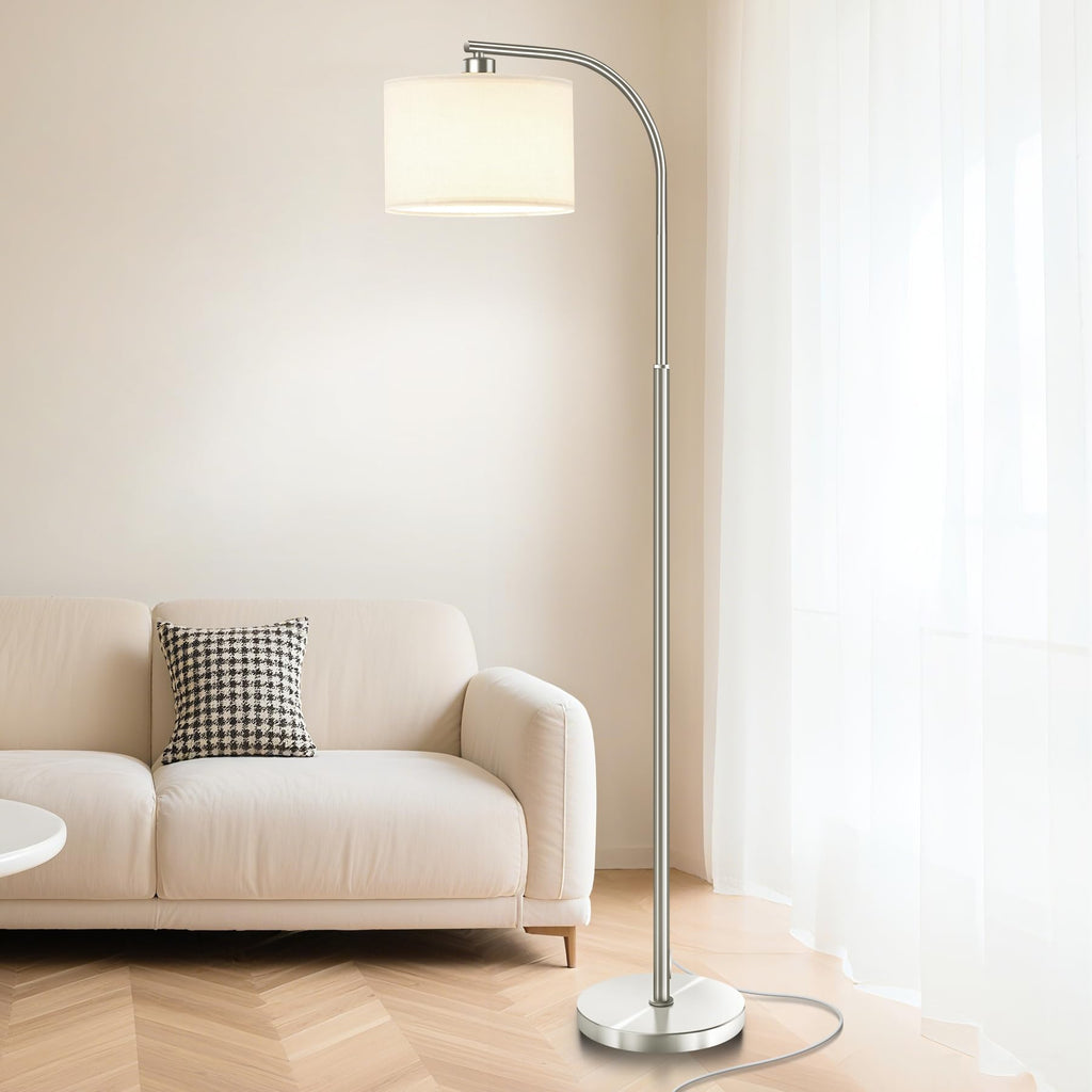 Tall Floor Lamp for Living Room,65'' Modern Standing Lamps with 9W LED Bulb,Elegant Floor Light with Fabric Shade,Gold Tall Lamp for Bedroom Office Study Room Corner Dining Room