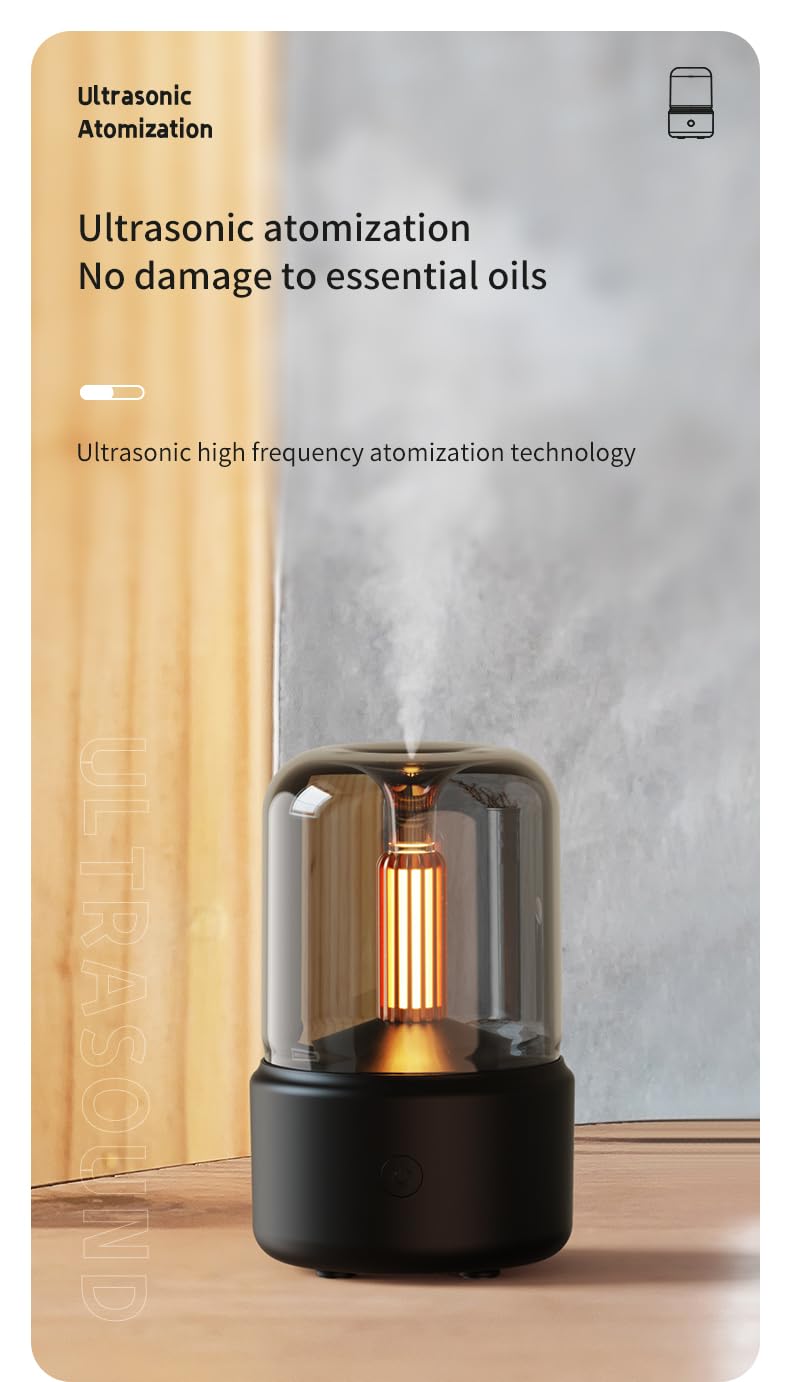 Candlelight Flame Air Diffuser – 120ML Ultrasonic Aroma Diffuser with LED Night Light