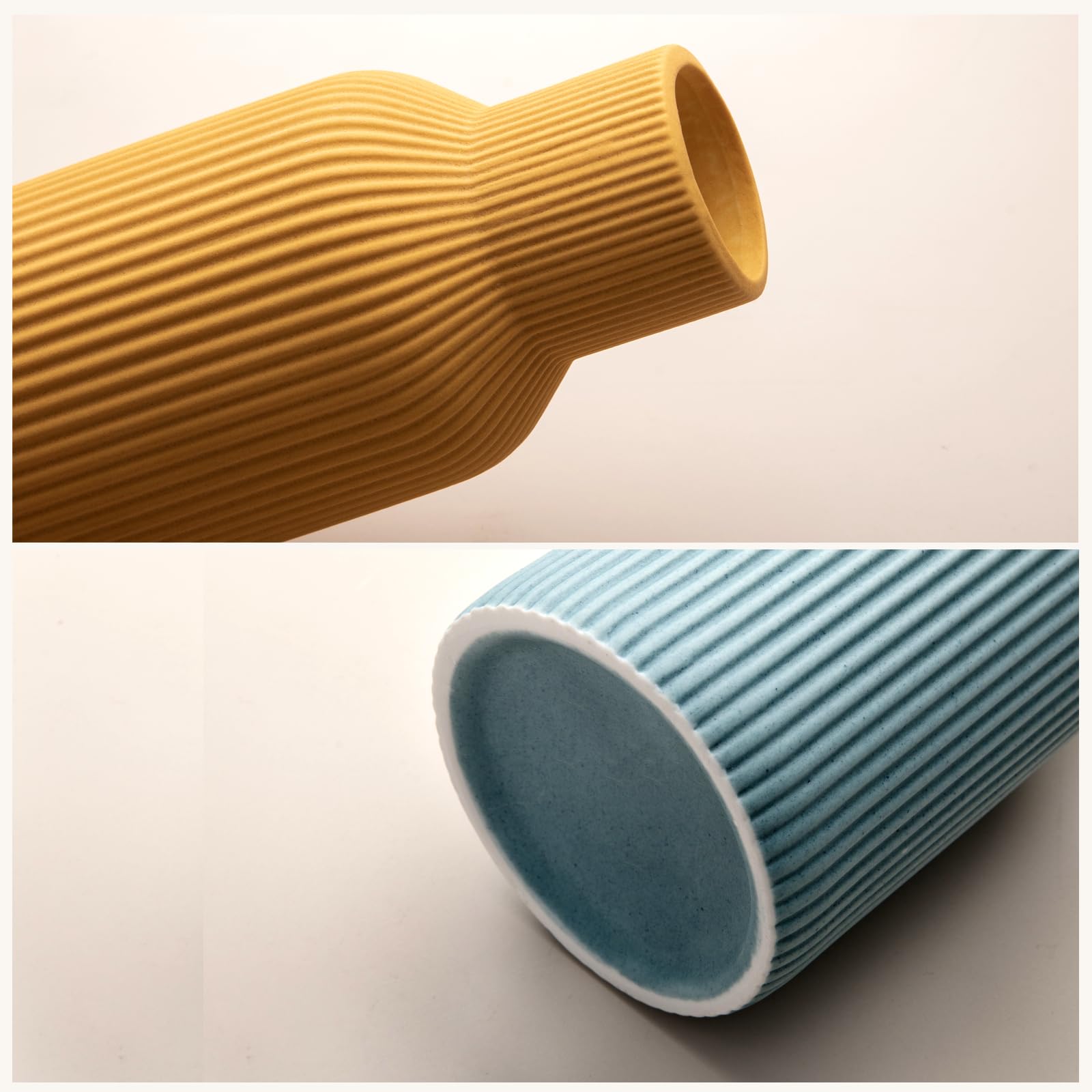 Ceramic Vases Set of 3 – Modern Matte Ribbed Vases for Pampas Grass & Dried Flowers | Boho, Farmhouse & Minimalist Home Decor