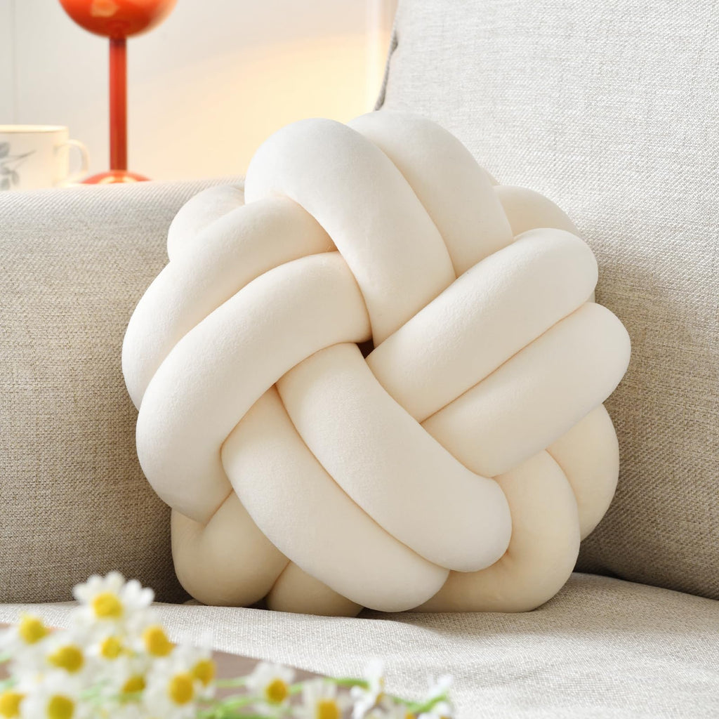 Knot Pillow Ball – Soft Decorative Throw Pillow | Handmade Knotted Cushion for Bedroom, Sofa & Couch