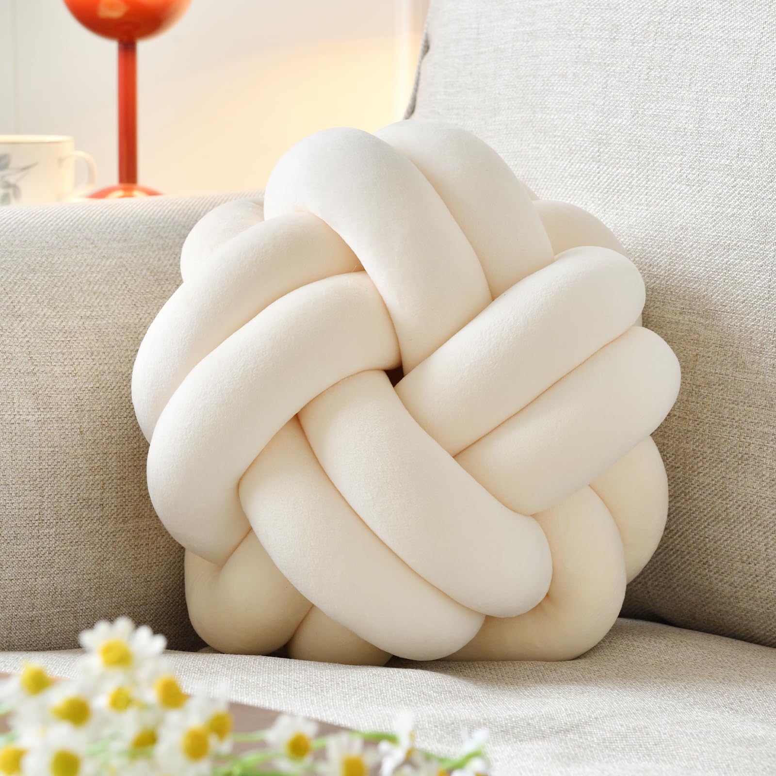 Knot Pillow Ball – Soft Decorative Throw Pillow | Handmade Knotted Cushion for Bedroom, Sofa & Couch