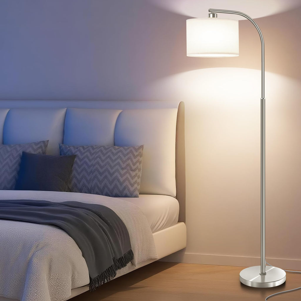 Tall Floor Lamp for Living Room,65'' Modern Standing Lamps with 9W LED Bulb,Elegant Floor Light with Fabric Shade,Gold Tall Lamp for Bedroom Office Study Room Corner Dining Room