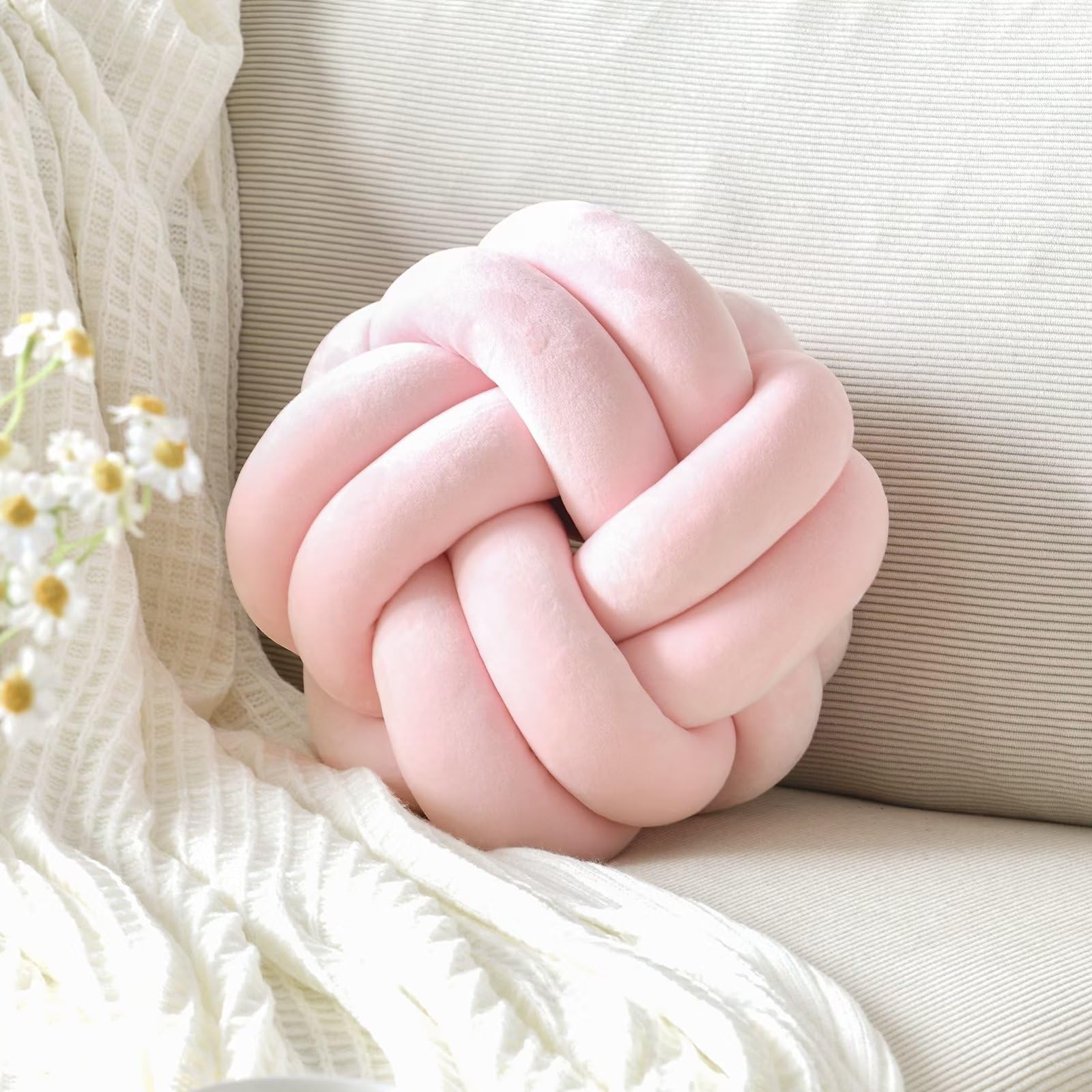 Knot Pillow Ball – Soft Decorative Throw Pillow | Handmade Knotted Cushion for Bedroom, Sofa & Couch