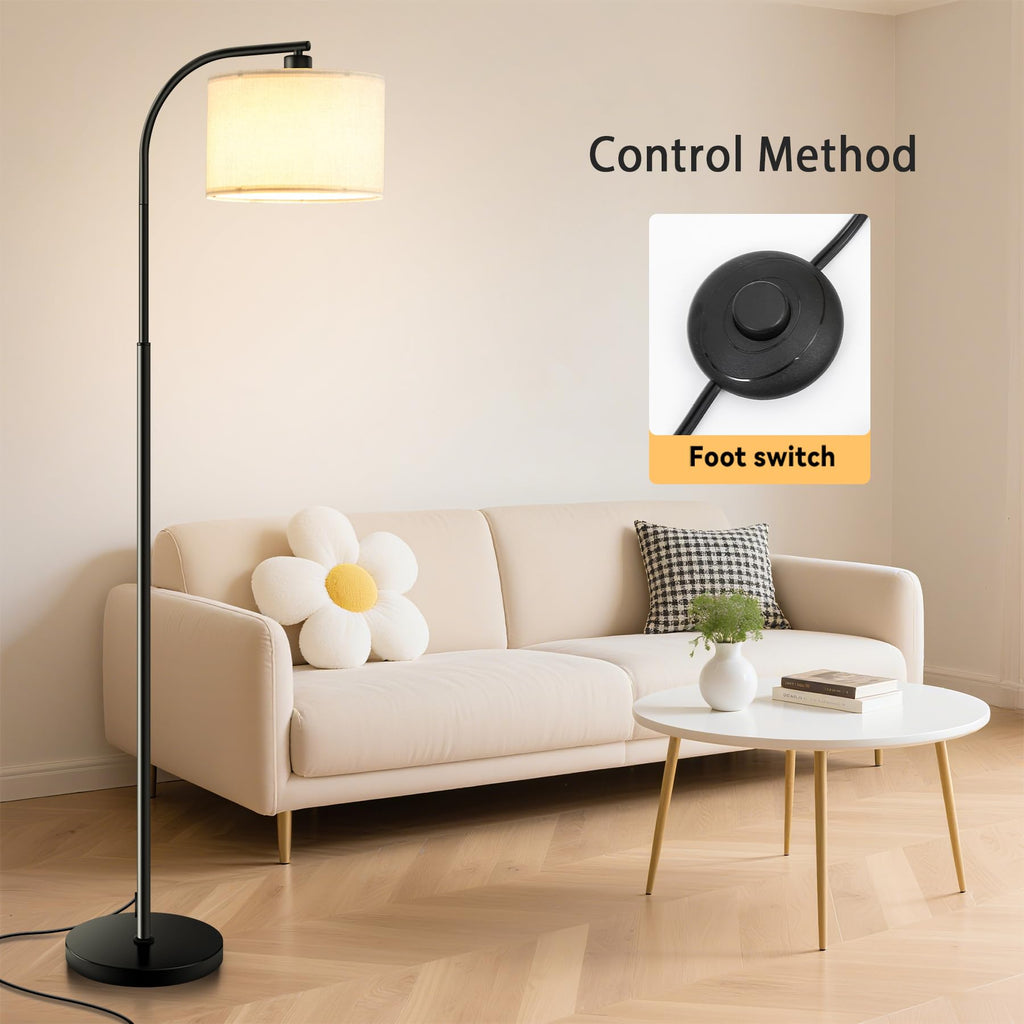 Tall Floor Lamp for Living Room,65'' Modern Standing Lamps with 9W LED Bulb,Elegant Floor Light with Fabric Shade,Gold Tall Lamp for Bedroom Office Study Room Corner Dining Room