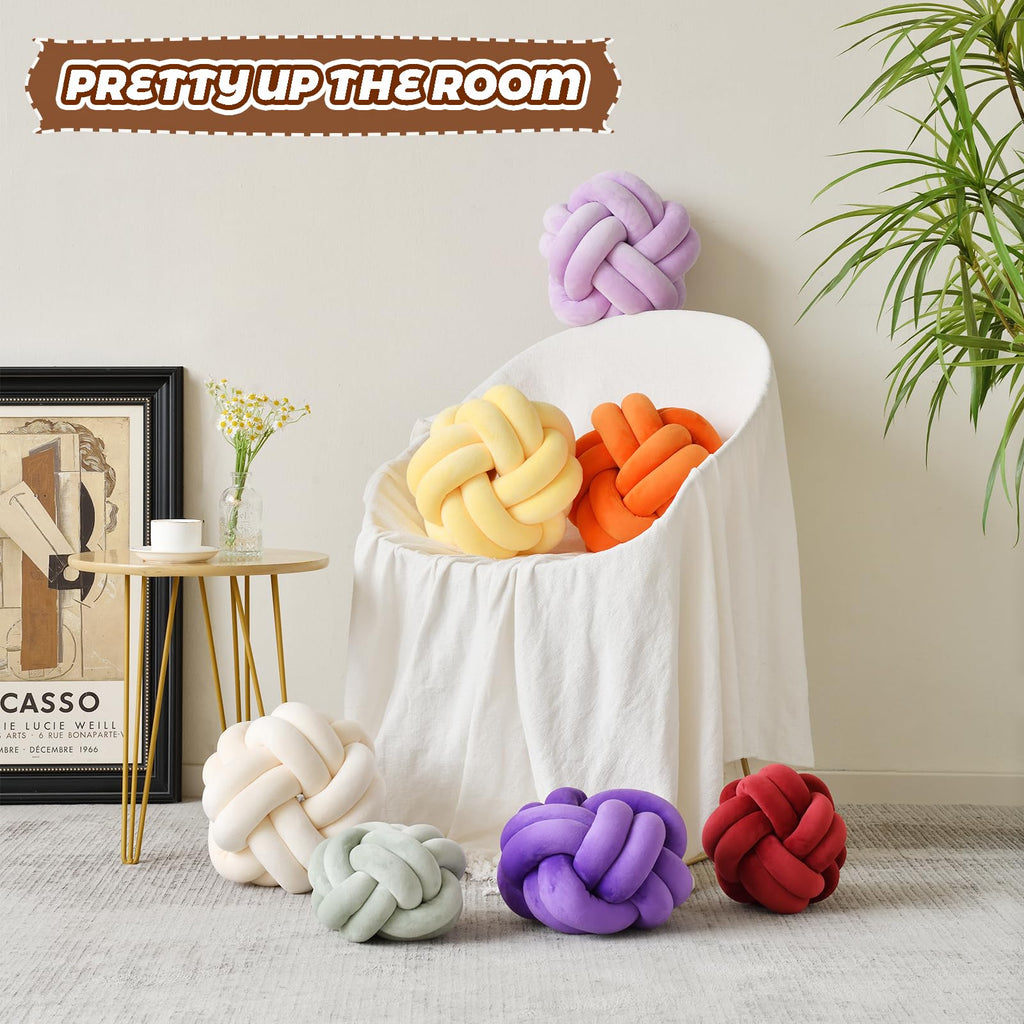 Knot Pillow Ball – Soft Decorative Throw Pillow | Handmade Knotted Cushion for Bedroom, Sofa & Couch