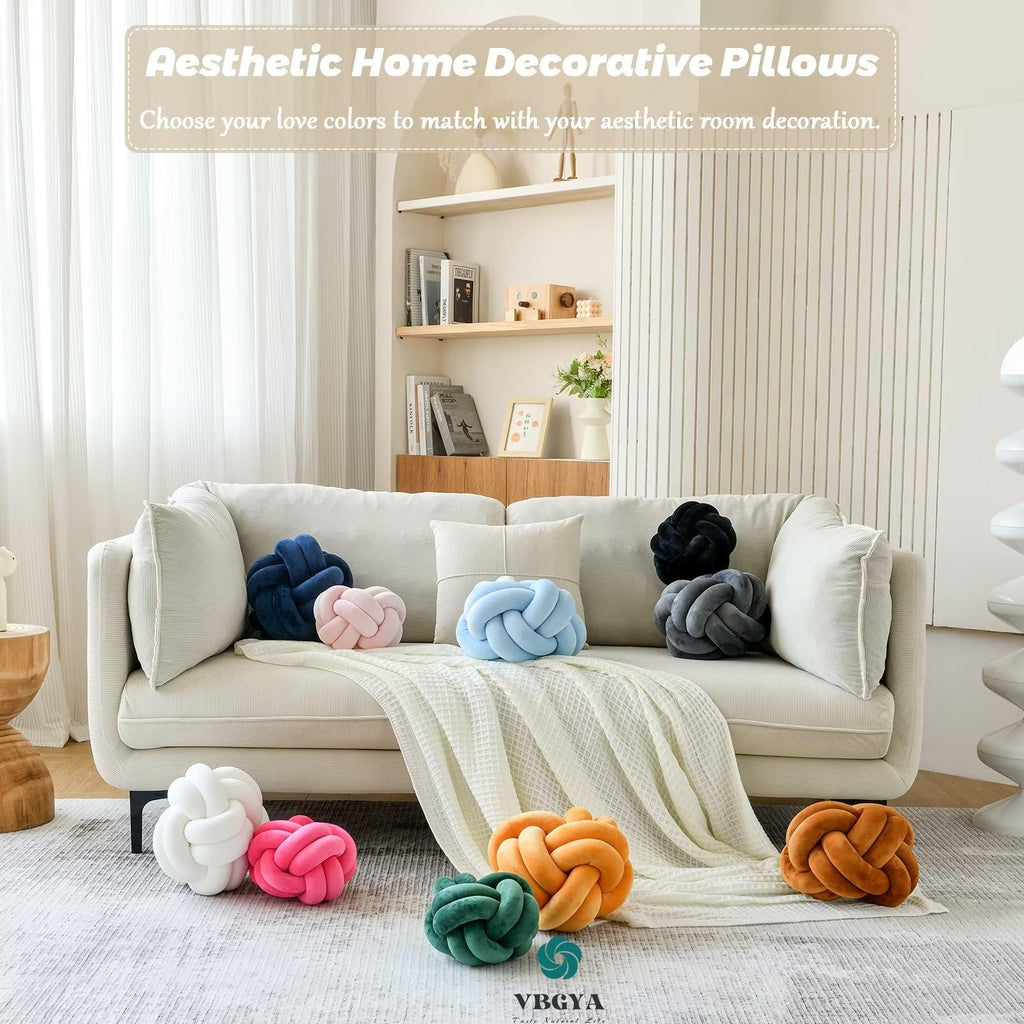 Knot Pillow Ball – Soft Decorative Throw Pillow | Handmade Knotted Cushion for Bedroom, Sofa & Couch