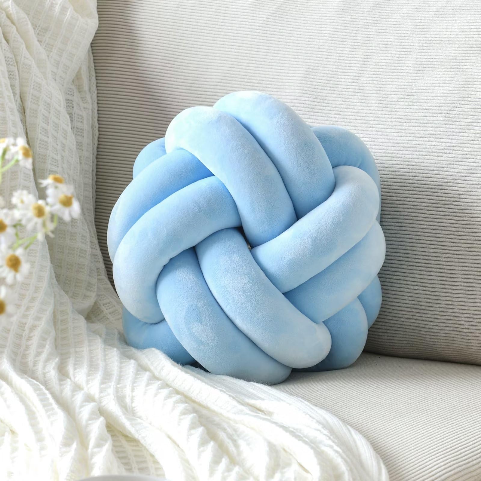 Knot Pillow Ball – Soft Decorative Throw Pillow | Handmade Knotted Cushion for Bedroom, Sofa & Couch