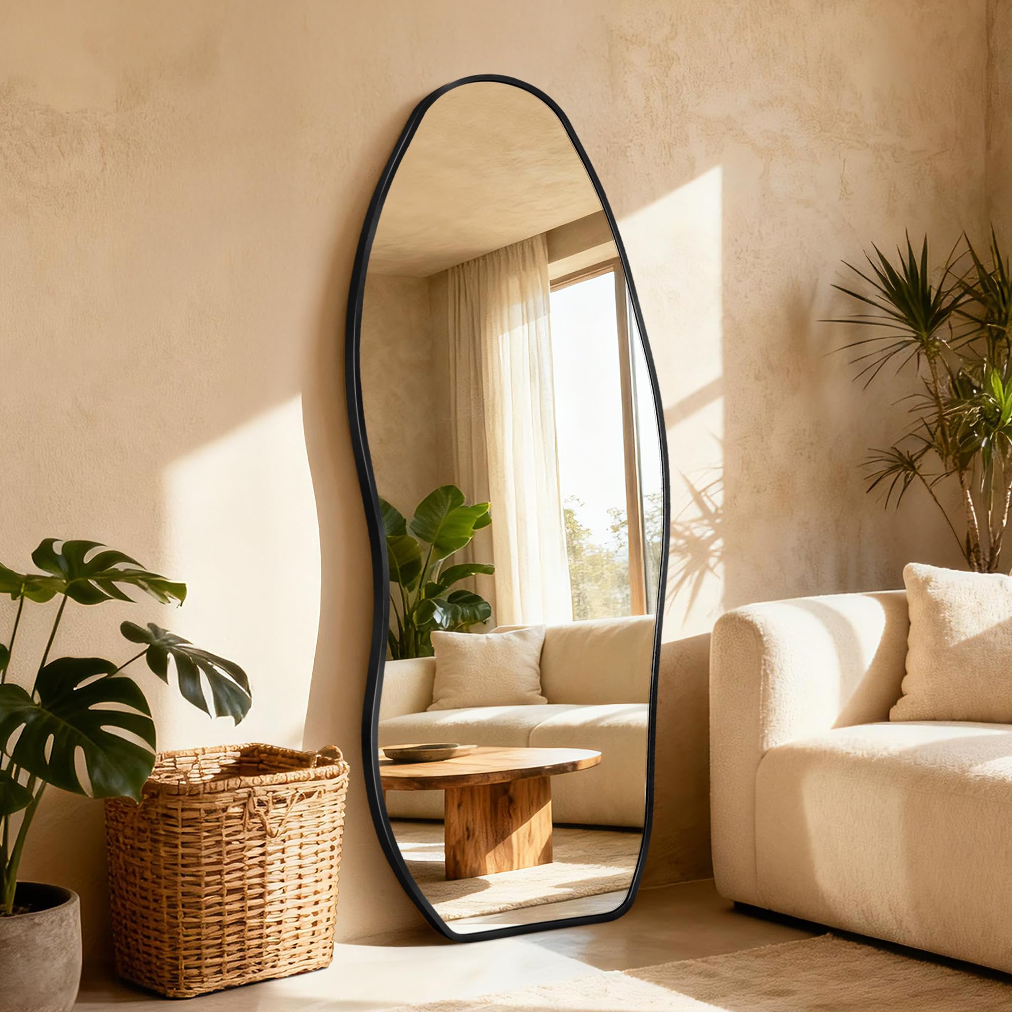 Dorlicecass Irregular Wall Mirror - Wall Mirrors Decorative 22"x 36" Asymmetrical Abstract Mirror Aviation Aluminum Alloy Frame Unique for Bathroom, Bedroom, Living Room, Cloakroom, Entryway Gold