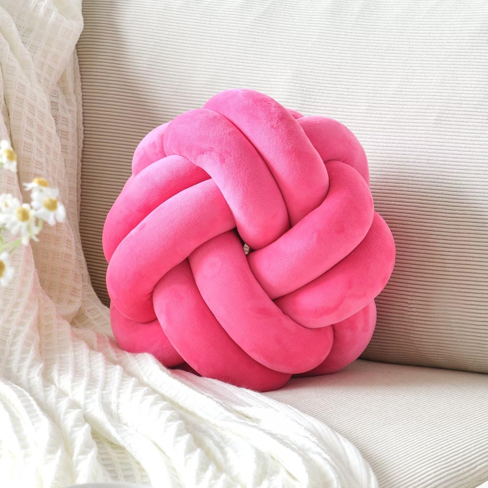 Knot Pillow Ball – Soft Decorative Throw Pillow | Handmade Knotted Cushion for Bedroom, Sofa & Couch