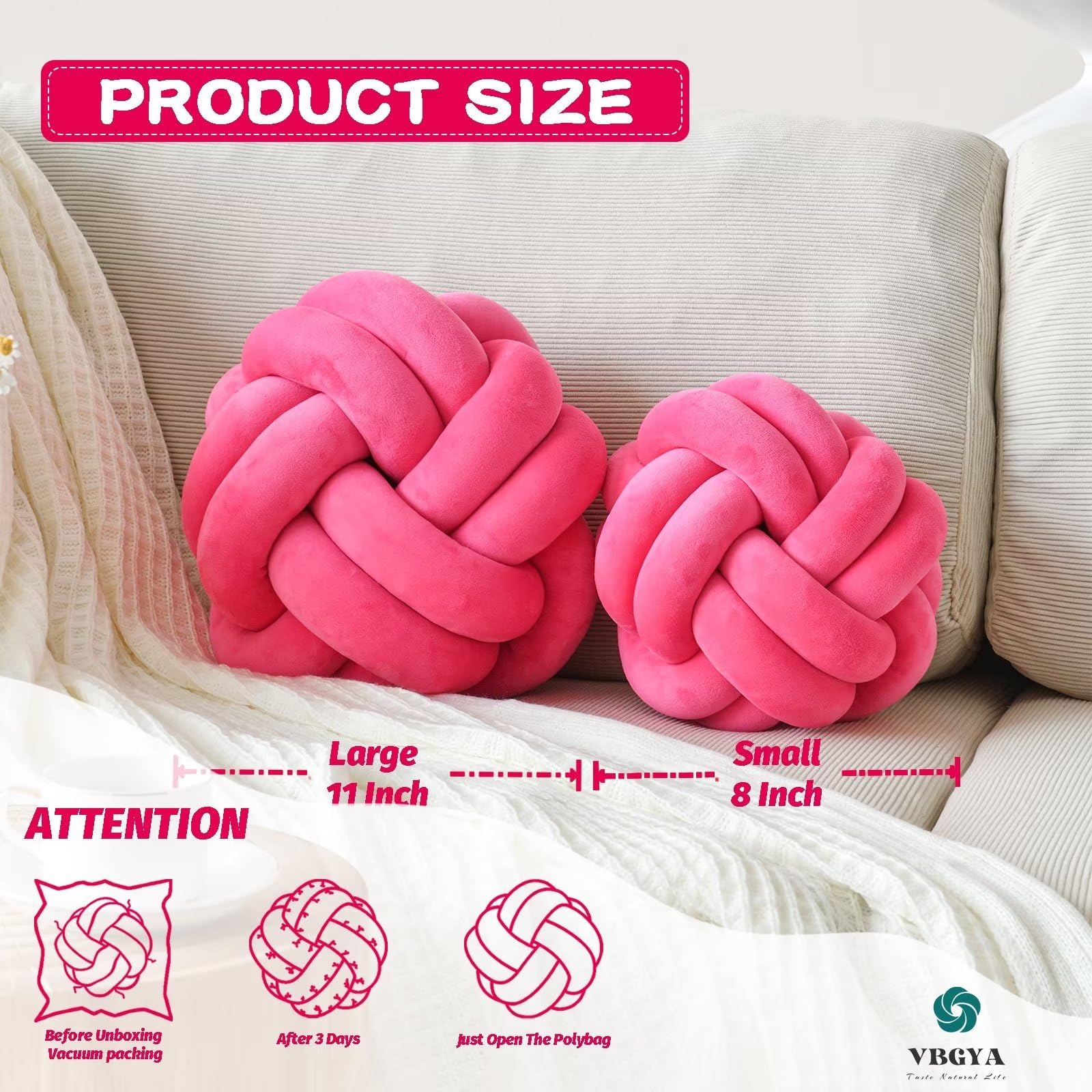 Knot Pillow Ball – Soft Decorative Throw Pillow | Handmade Knotted Cushion for Bedroom, Sofa & Couch