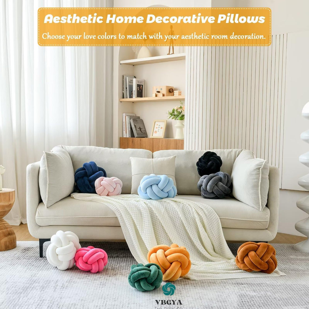 Knot Pillow Ball – Soft Decorative Throw Pillow | Handmade Knotted Cushion for Bedroom, Sofa & Couch