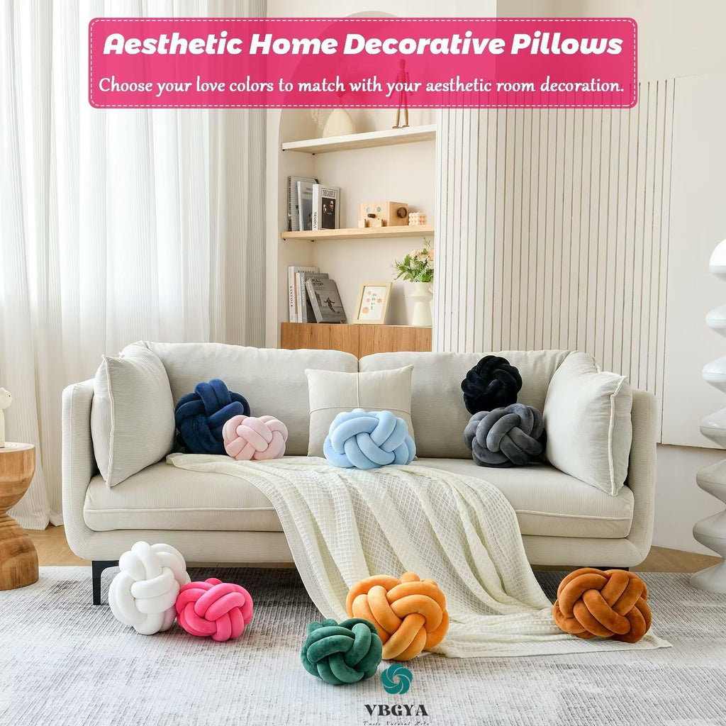 Knot Pillow Ball – Soft Decorative Throw Pillow | Handmade Knotted Cushion for Bedroom, Sofa & Couch