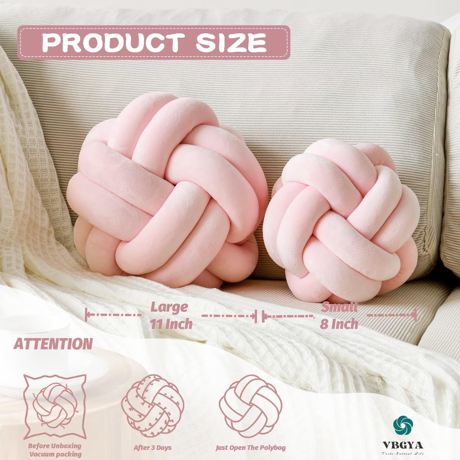 Knot Pillow Ball – Soft Decorative Throw Pillow | Handmade Knotted Cushion for Bedroom, Sofa & Couch
