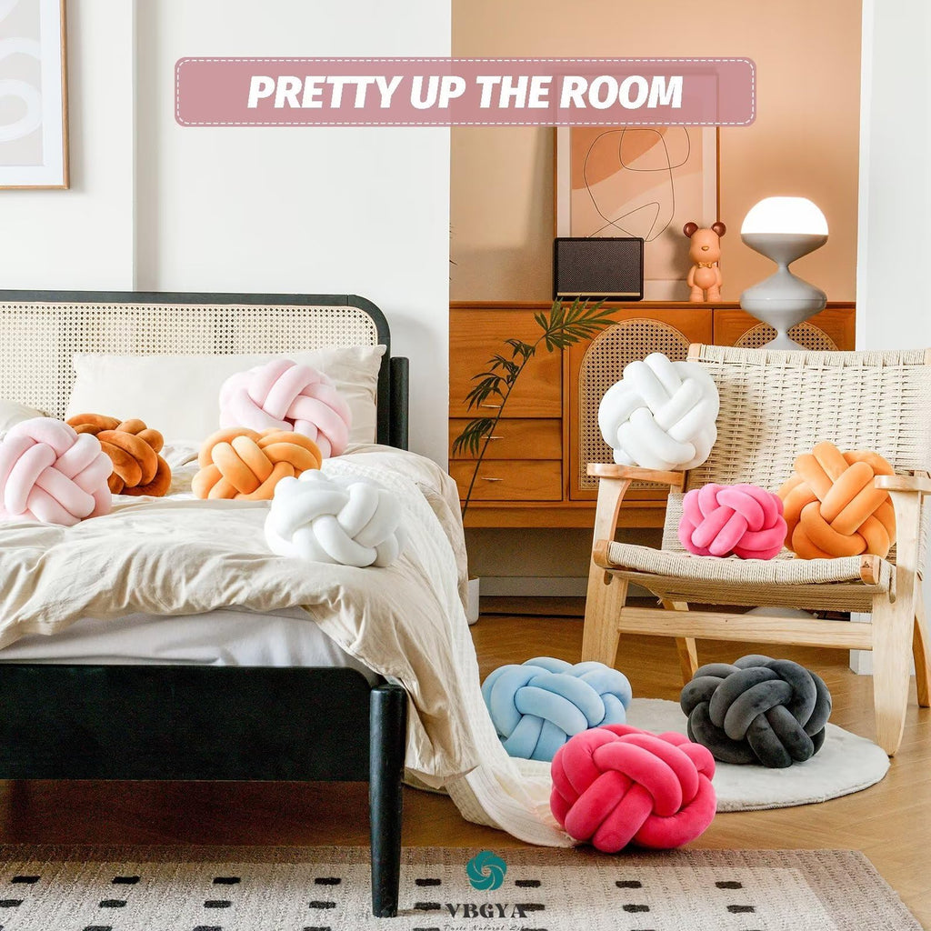 Knot Pillow Ball – Soft Decorative Throw Pillow | Handmade Knotted Cushion for Bedroom, Sofa & Couch