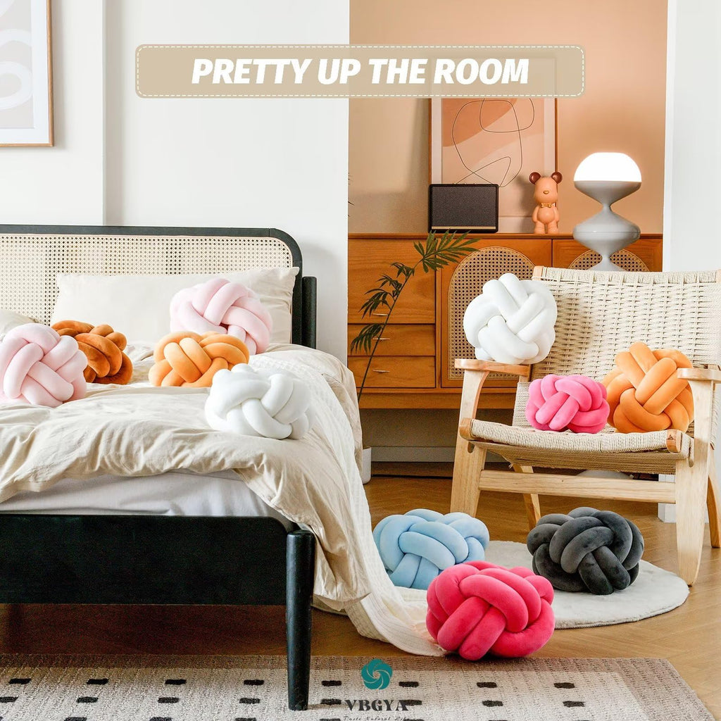 Knot Pillow Ball – Soft Decorative Throw Pillow | Handmade Knotted Cushion for Bedroom, Sofa & Couch