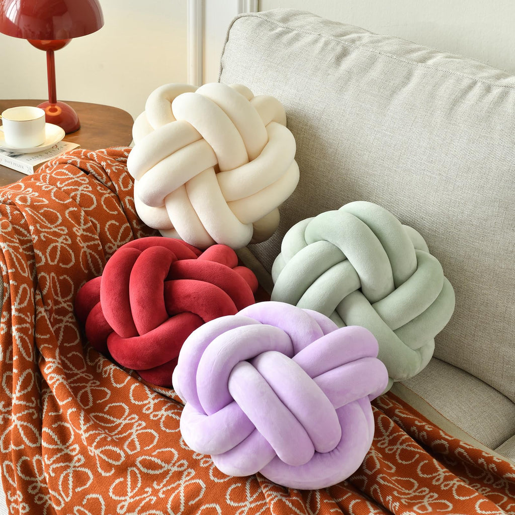 Knot Pillow Ball – Soft Decorative Throw Pillow | Handmade Knotted Cushion for Bedroom, Sofa & Couch