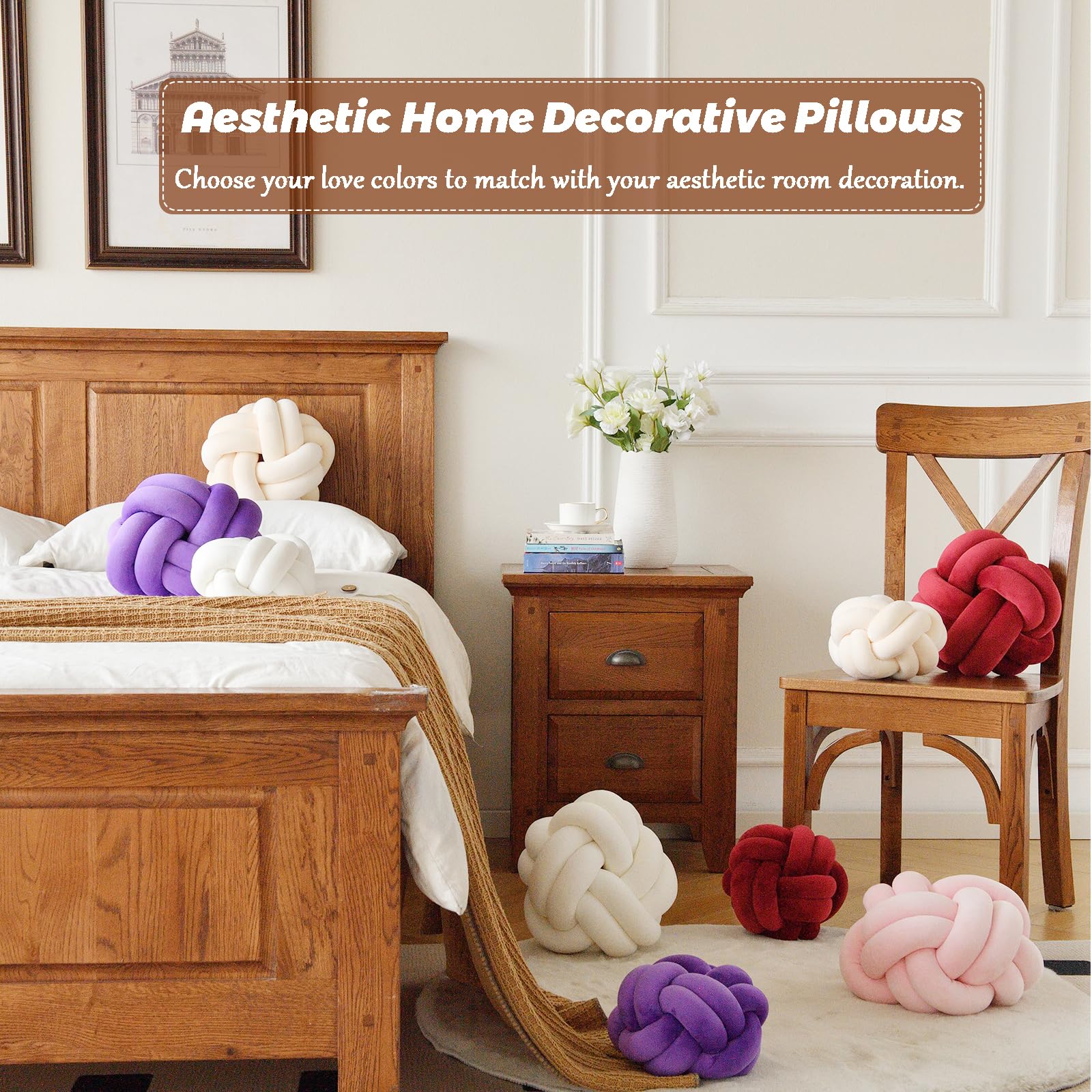 Knot Pillow Ball – Soft Decorative Throw Pillow | Handmade Knotted Cushion for Bedroom, Sofa & Couch