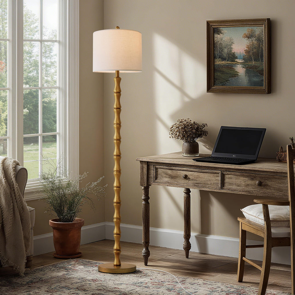 BOBOMOMO 62" Rustic Floor Lamp for Living Room, Retro Farmhouse Floor Lamp Rotary Switch, Resin Standing Lamp for Living Room, Corner, Dining Room, Bedroom, House